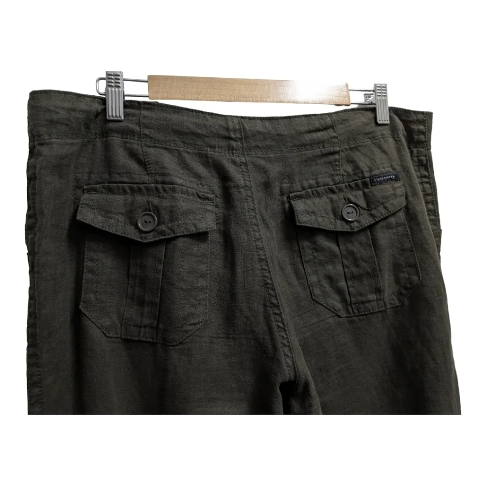 Sanctuary wide leg linen dark green pants size 32